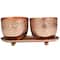 White Wax Sauvignon Blanc Scented Candle Set with Cutout Spotted Copper Container and Oval Holding Tray